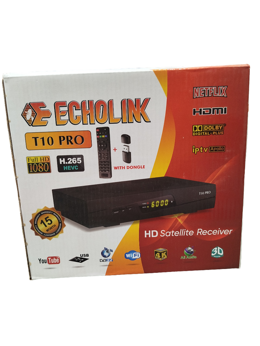 EchoLink T10 PRO HD Dish Receiver with WiFi Antenna